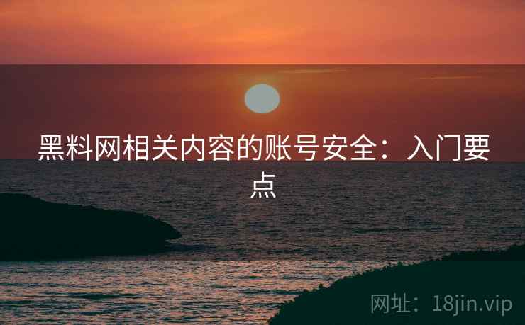 黑料网相关内容的账号安全：入门要点